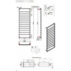 Θερμαντικό σώμα μπάνιου μαύρο ματ DESIGN 7 107×500×1300mm
